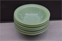 6 Fire King Jadeite Green Bowls