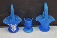 3 Westmoreland Satin Blue Glass Pieces