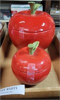 2 APPLE THEMED LIDDED JARS