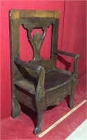 c. 1910 Oak Hall Seat w/ Storage, Rolled Arms