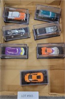 FLAT OF 7 DIE-CAST METAL CARS IN PLASTIC CASES