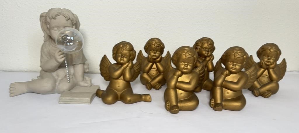 LITTLE GIRL & (6)  CHERUBS