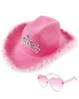 AOMOON PINK COWGIRL HAT WITH HEART SHAPED