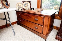 2 Drawer Primitive Blanket Chest w/Iron Pulls