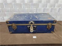 Vintage blue metal steam trunk