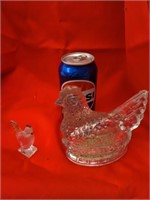 Chicken Candy Container & Glass Rooster