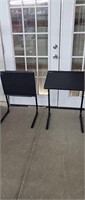 Set of 2 TV Trays w/ Cup Holder, Black, Height