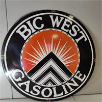 Porcelain Big West Gasoline Sign
