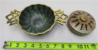 Brass Dayagi Dish Made Israel & Stone Incense Hold