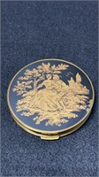 Vintage Victorian Round Brass Compact Made In Grea