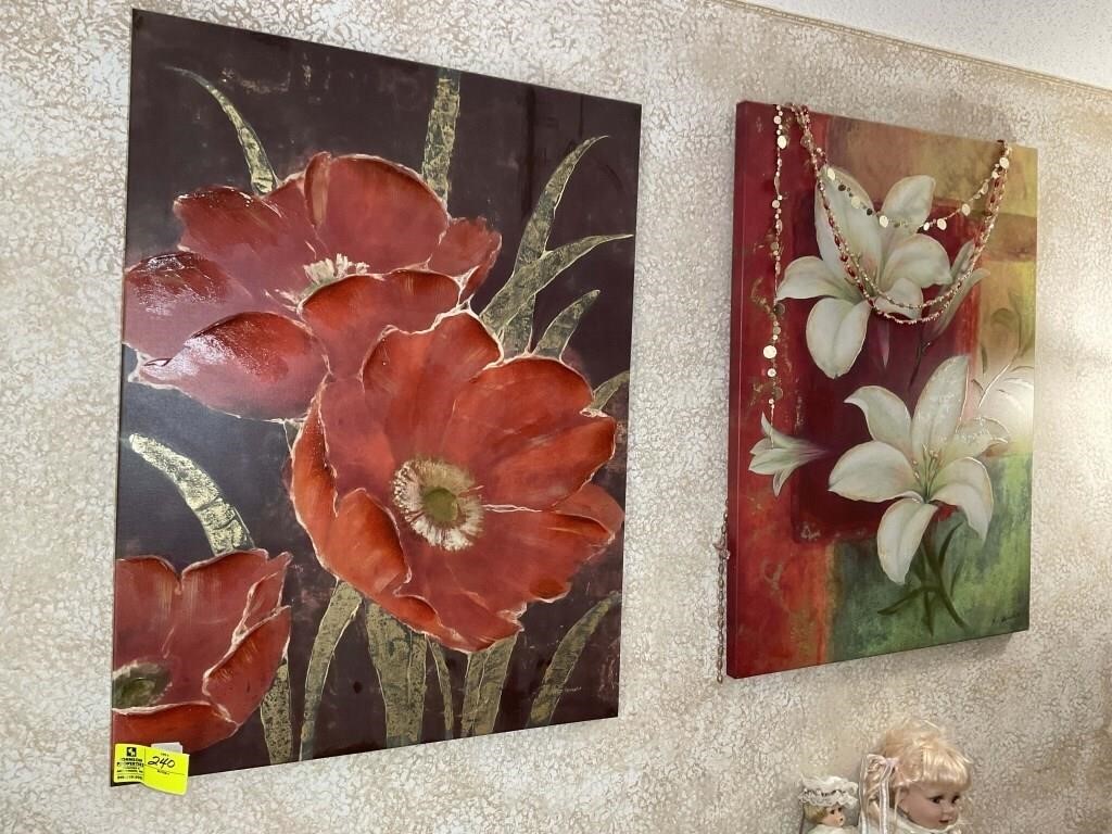 Pair of paintings of flowers 30 in x 39 in