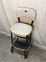 Vintage Stool Seat With Folding Steps