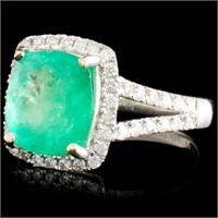 18K Gold Ring: 3.45ct Emerald, 0.54ctw Diamonds