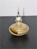 Vintage Frosted Perfume Bottle w/ Stopper Gold