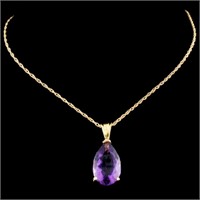 14K Gold Pendant with 5ct Amethyst