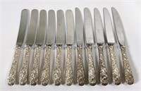 Sterling silver: 11 S. Kirk & Son knives, 9" long