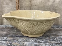 Yellowware spouted mixing bowl - as is