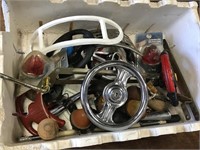 Box of Assorted Pedal Car Parts