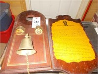 Plaque w/Brass Bell & Gettysburg Address