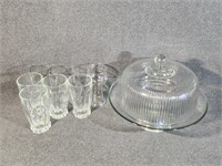Glasses, Glass Cake Stand with Cover