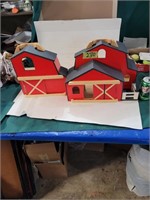 Wooden toy barn 14" high