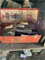 Metal tool box with cement tools