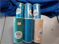 6 Rolls of 6" Mesh Tulle With Glitter Blue Green A