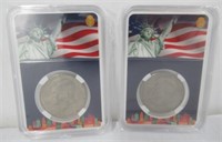 (2) Kennedy half dollars.