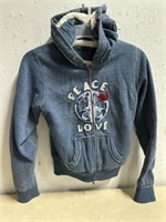 BLUE PEACE AND LOVE HOODED JACKET LARGE