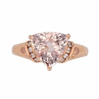 Trillion Morganite & Diamond 14k Rose Gold Ring
