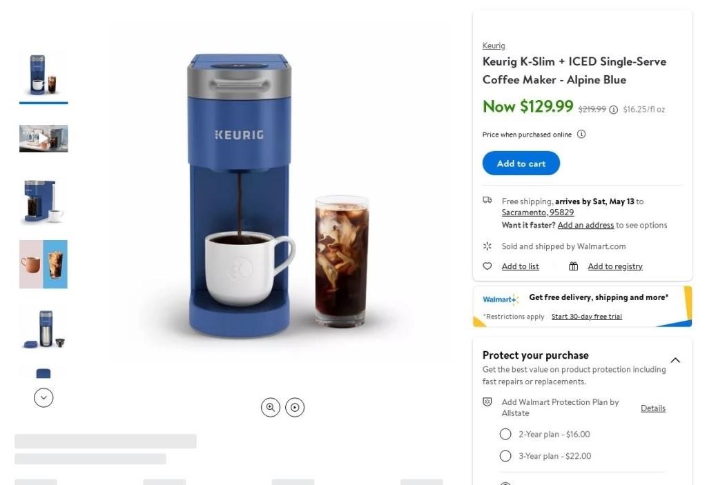 C960  Keurig K-Slim ICED Coffee Maker Alpine Blue