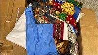Large Box of Assorted Fabric. A bit of sports