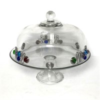 Glass Domed Cake Stand with applied Accents