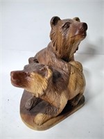 Rustic Hand Carved Wooden Pair of Bear Cubs