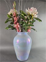 Large Iridescent Floor Vase w Silk