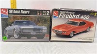 2PLASTIC MODELS-'66 BUICK RIVIERA-'69 FIREBIRD400