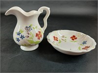 Elizabeth Arden Floral Ceramic Pitcher and Bowl