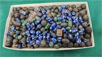 Lot of glass beads blues, greens, and browns