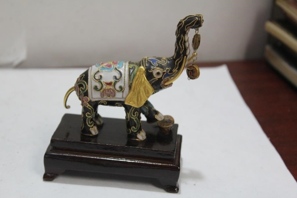 A Cloisonne Elephant on Stand