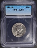 1932-S WASHINGTON QUARTER ICG AU58