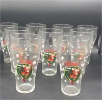 Lot of 9 Collectible Coca Cola Christmas Glasses