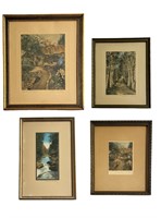 WALLACE NUTTING Painted, Signed Photograph Prints