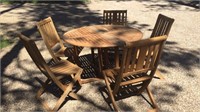 IMPROVMENTS FOLDING TEAKWOOD PATIO TABLE & CHAIRS