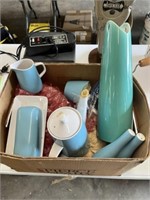box lot of misc. mikasa dishes and a royal haeger
