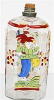 Stiegel Type Enamel Decorated Bottle 5.5"H