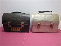 2 VTG Aluminum Lunch Boxes 1 w/ Thermos