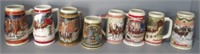 (8) Budweiser beer steins. Includes Dashing