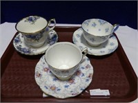 3 FLORAL CUPS/SAUCERS