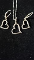 925 Heart Necklace and Earrings