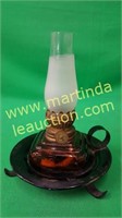 Hand-held Small Brown Glass Oil Lamp